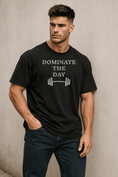 Male Model wearing Dominate the Day unisex oversized t-shirt