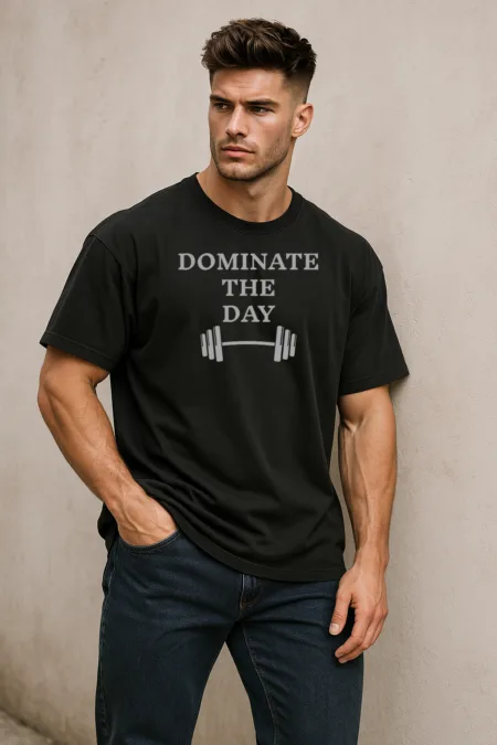 Male Model wearing Dominate the Day unisex oversized t-shirt